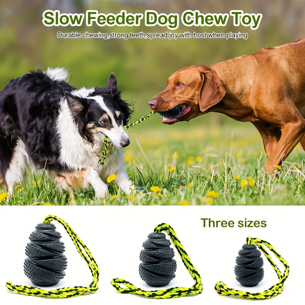Jouet à mâcher en caoutchouc durable pour chien - Distributeur de friandises, masseur de gencives pour chiens de toutes tailles, conception en corde pour fixation à la laisse