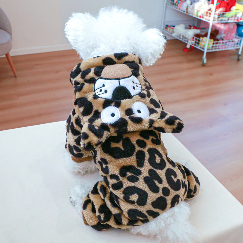 Sweat à capuche pour petits chiens, costume de léopard, chaud et confortable