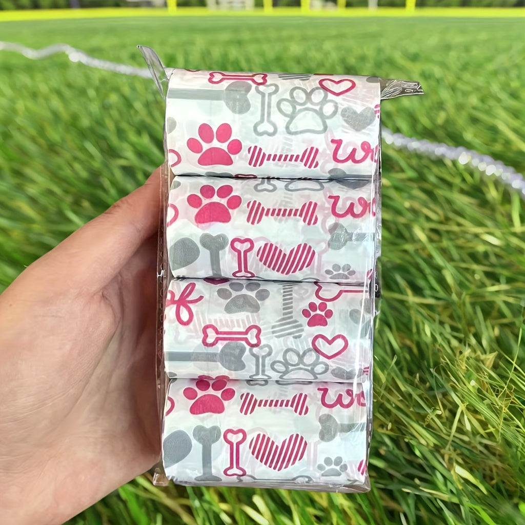4 rouleaux de sacs épais pour crottes de chien parfumés, sacs avec motifs mignons, pour les sorties en extérieur avec votre chien