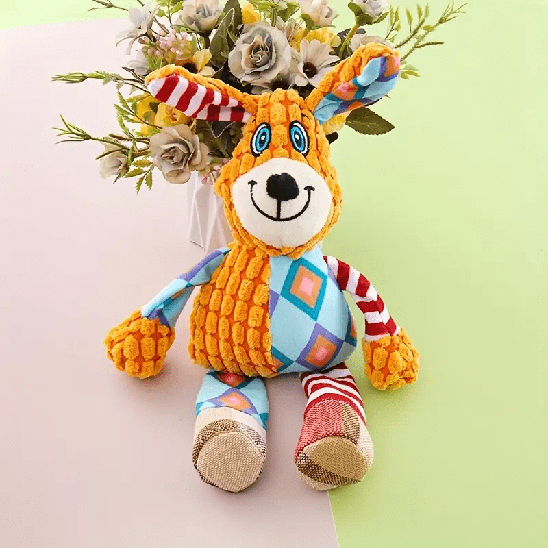 Peluche pour chien, patchwork de couleur, résistant aux morsures, peluche de chien et d'éléphant qui couine