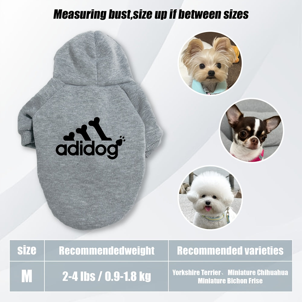 Sweat à capuche doux et chaud pour chien S-2XL avec motif empreintes de pattes et os,