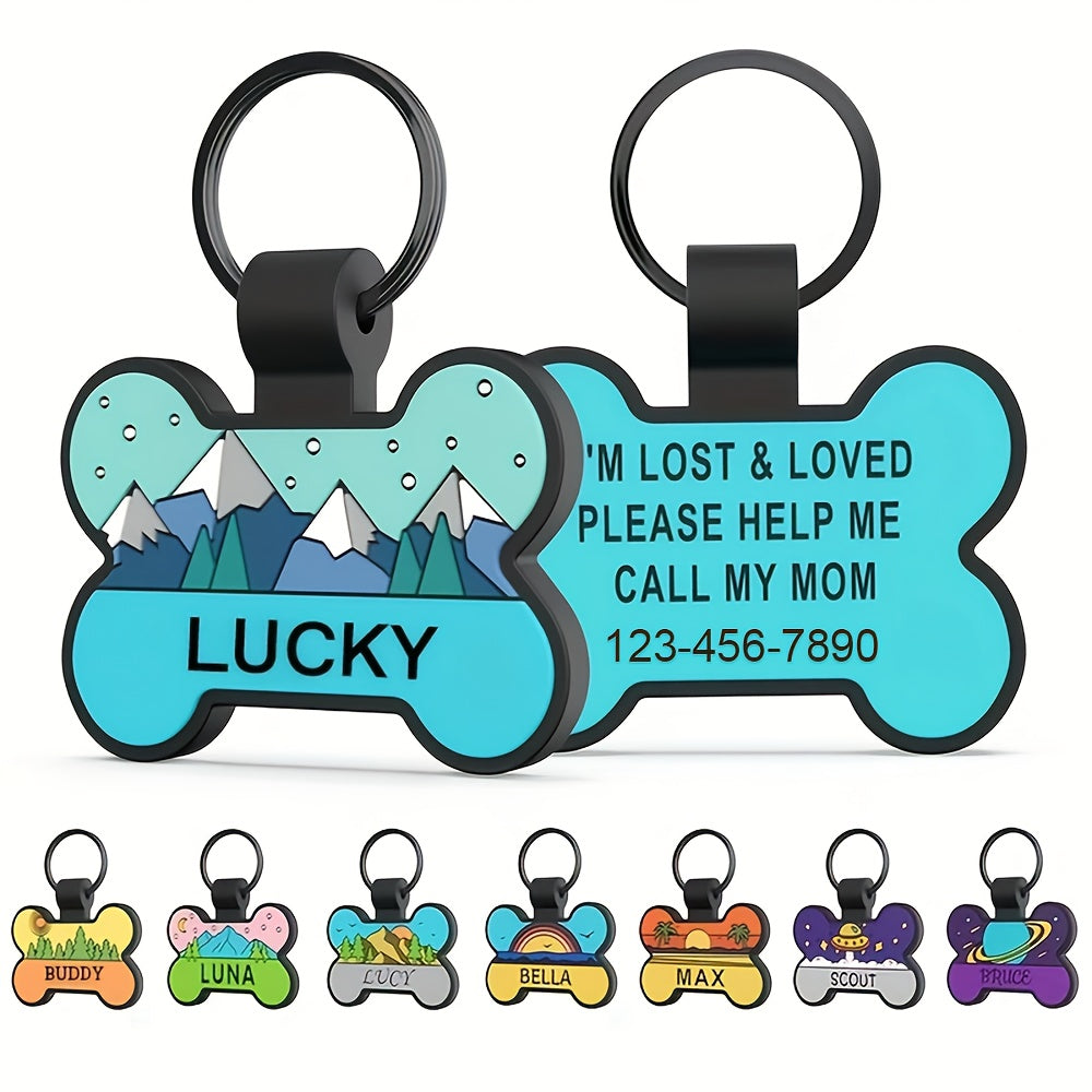 Médaille pour chien personnalisée en forme d'os, en silicone, diverses couleurs et divers motifs