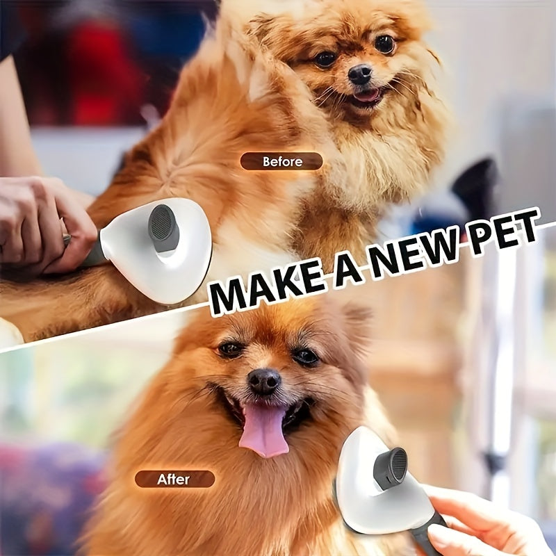 Brosse de toilettage pour chien, chat et lapins, conçue pour éliminer les poils morts. Elle est dotée d'un mécanisme autonettoyant adapté aux animaux à poils longs et à poils courts, diverses couleurs