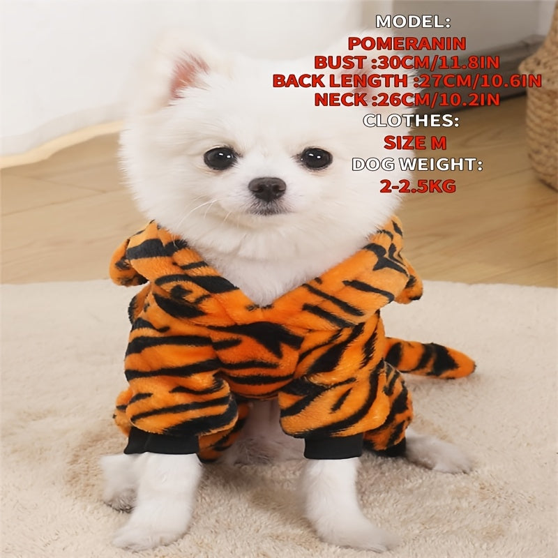 Costume de tigre pour chien de tailles petite et moyenne, doux et chaud, confortable à porter
