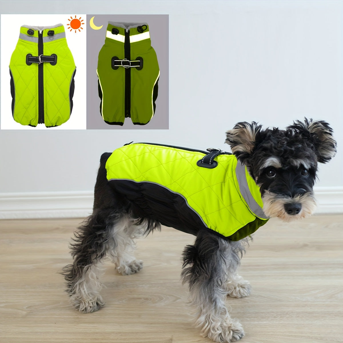 Veste fluorescente verte pour chien - Manteau à fermeture éclair facile à enfiler, idéal pour les chiens de toutes tailles