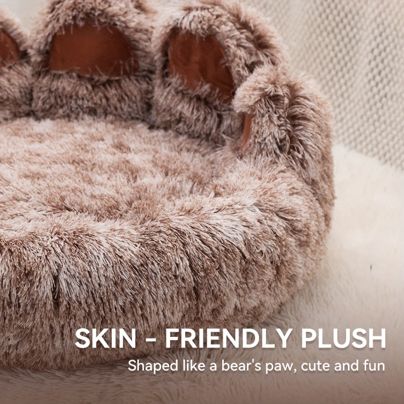 Un lit douillet en forme de patte d'ours adapté aux chiens et aux chats, offrant une solution de couchage douce et confortable pour vos compagnons à quatre pattes, diverses couleurs