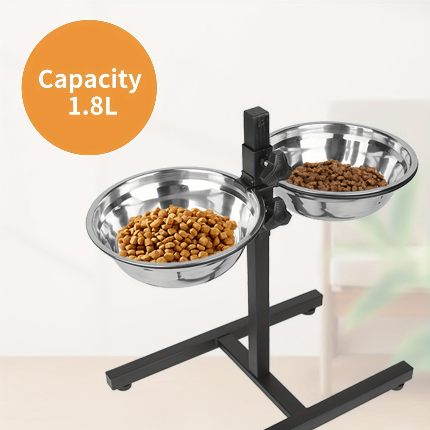 Gamelles surélevées réglables en hauteur, 1,8L, pour chiens - Mangeoire antidérapante en acier inoxydable avec support relevable pour la nourriture et l'eau, conception pliable pour un rangement facile