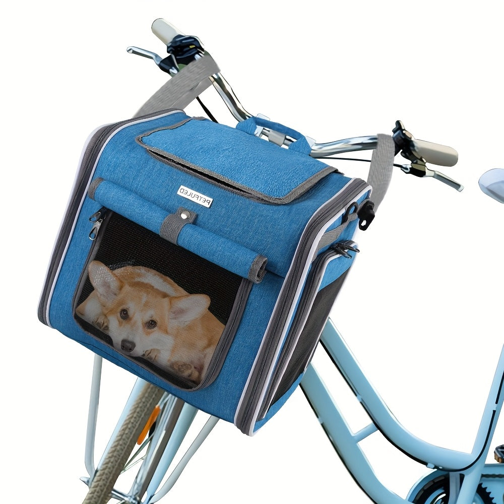 Sacoche pour le transport de chien et de chat lors des balades en vélo et également sac à dos. Convient aux petits chiens, sac avec paroi en filet idéal pour une bonne aération et un confort optimal