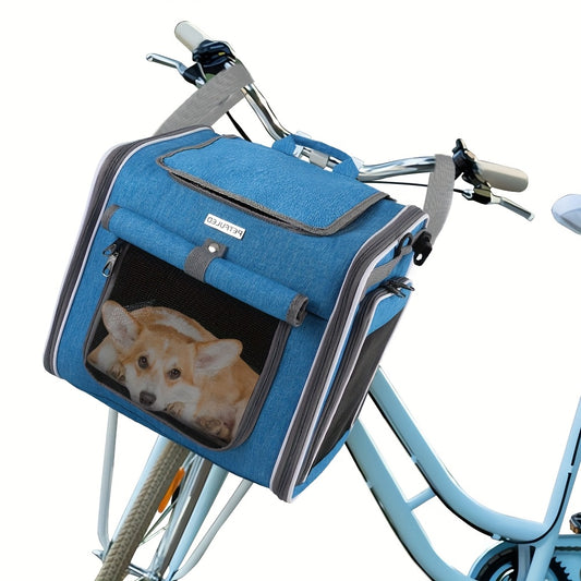 Sacoche pour le transport de chien et de chat lors des balades en vélo et également sac à dos. Convient aux petits chiens, sac avec paroi en filet idéal pour une bonne aération et un confort optimal
