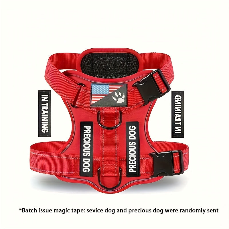 Harnais réfléchissant pour chien, avec 5 patchs, réglable en oxford doux, couche intérieure en maille, facile à contrôler pour les chiens de petite, moyenne et grande taille, boucle aléatoire.