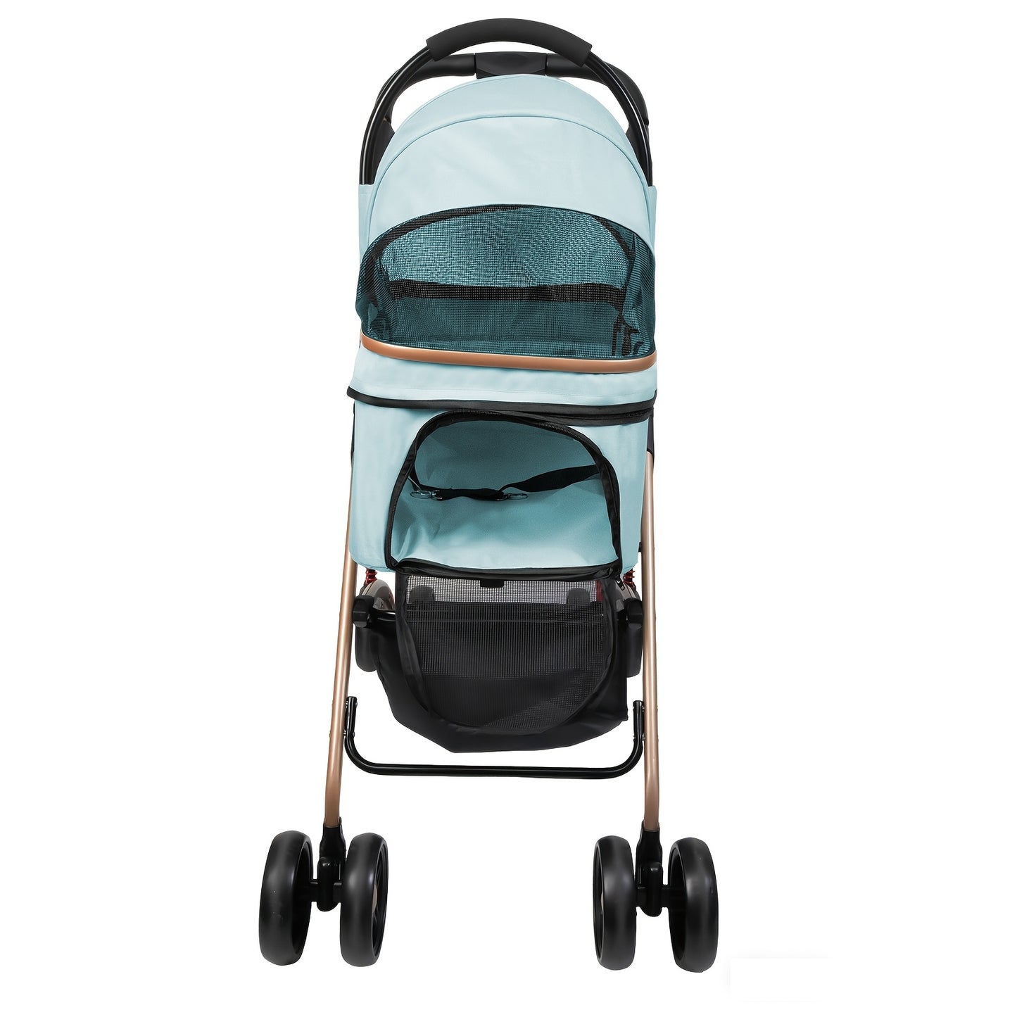 Poussette pour chien et chat, conception pliable, poussette 3 en 1 avec panier couvert, fenêtre en filet, porte-gobelet et roues en caoutchouc durables, idéale pour les longues promenades en extérieur