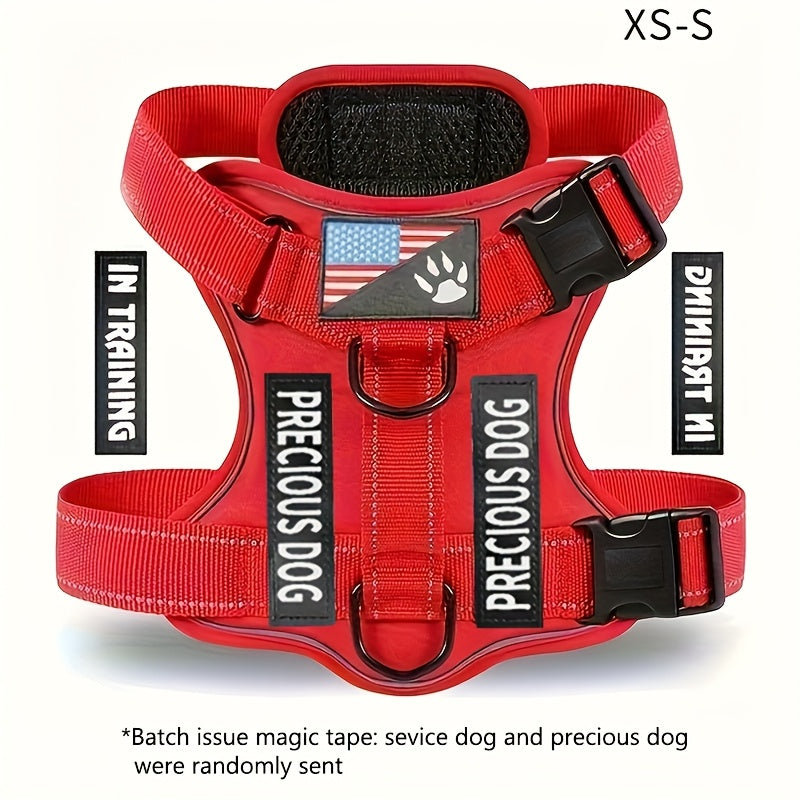 Harnais réfléchissant pour chien, avec 5 patchs, réglable en oxford doux, couche intérieure en maille, facile à contrôler pour les chiens de petite, moyenne et grande taille, boucle aléatoire.