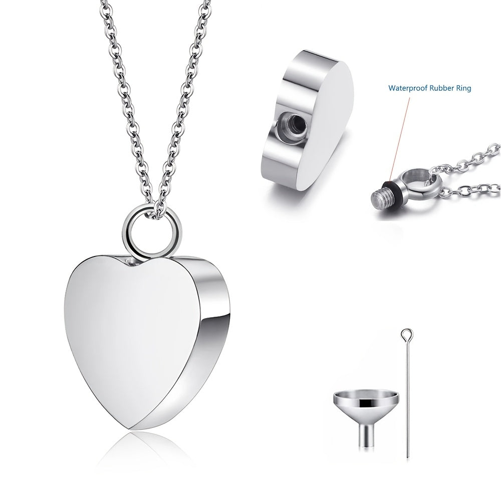Collier avec urne funéraire en forme de cœur en acier inoxydable pour cendres d'animaux
