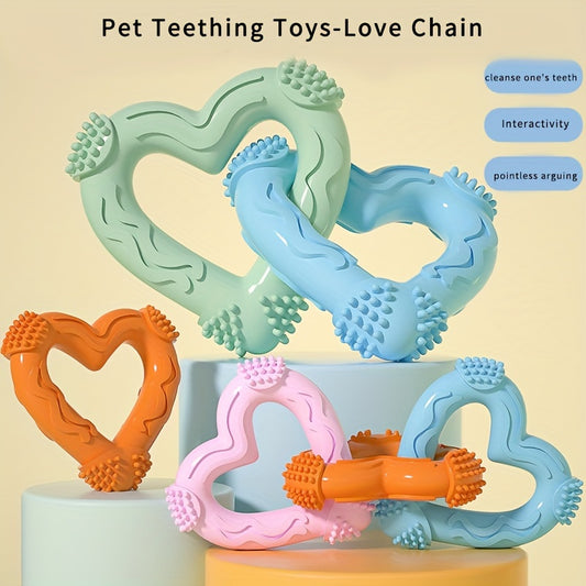 Hochet pour chien en forme de cœur, conçu pour la mastication et les soins dentaires, durable et divertissant, avec des anneaux doubles et triples, diverses couleurs