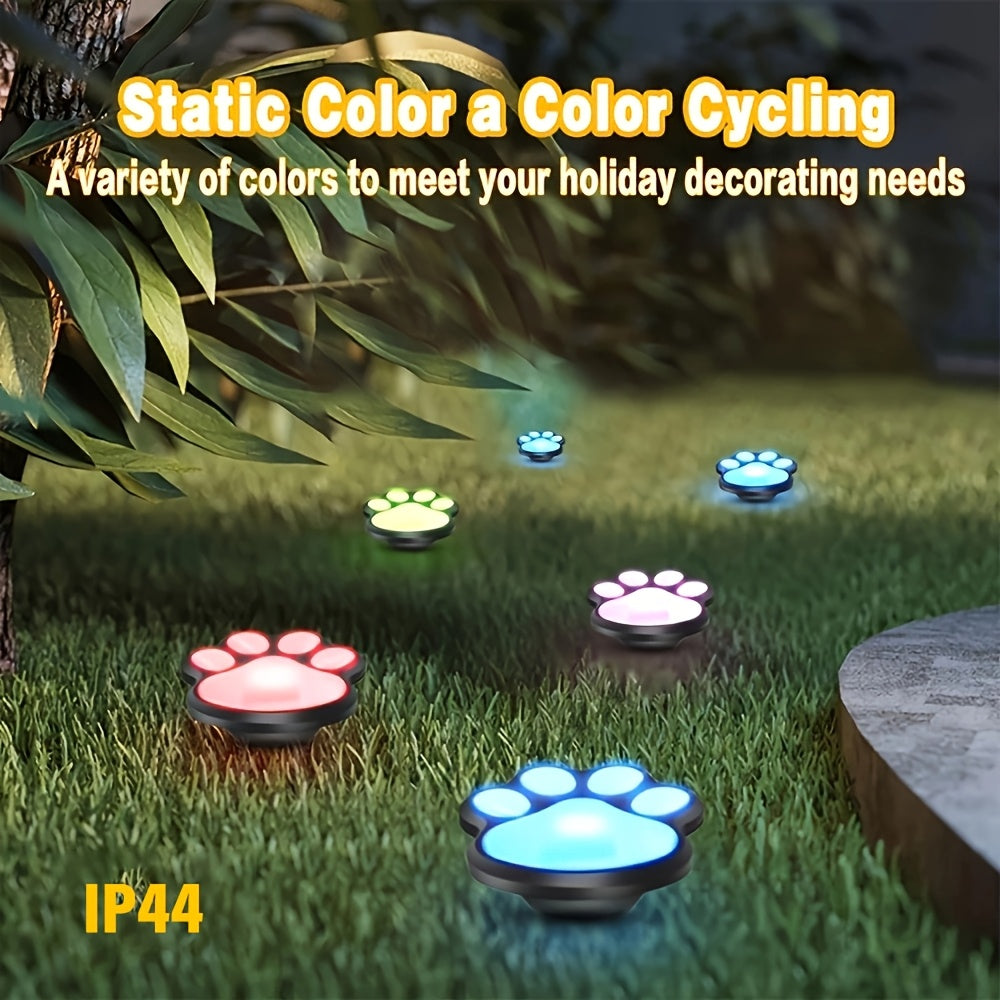 4 pièces de lumières LED solaires en forme de patte de chien - Décoration intelligente pour jardin et pelouse avec capteur intelligent, design mignon en forme de patte, blanc chaud et blanc froid