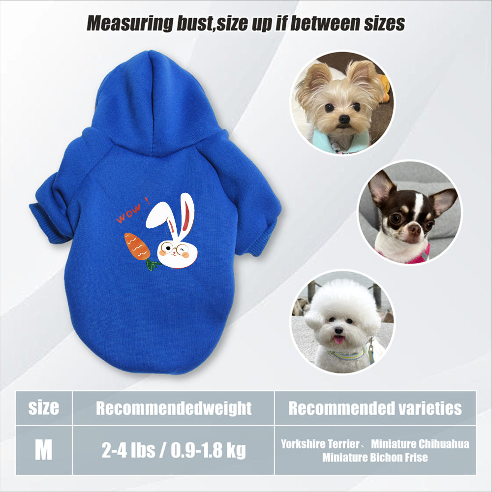 Sweat à capuche pour chien, avec imprimé lapin blanc et carotte mignon, diverses couleurs