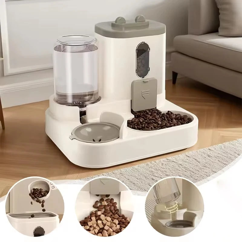 Mangeoire pour animaux de grande capacité avec distributeur d'eau automatique intégré, bol pour nourriture pour chat, bol pour nourriture pour chien