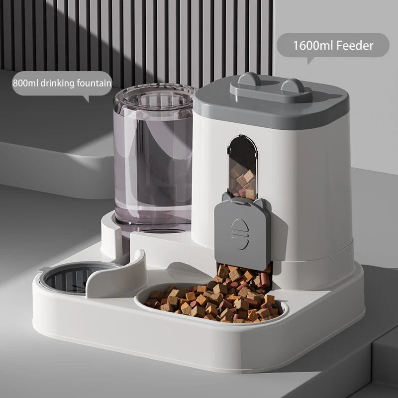 Mangeoire pour animaux de grande capacité avec distributeur d'eau automatique intégré, bol pour nourriture pour chat, bol pour nourriture pour chien