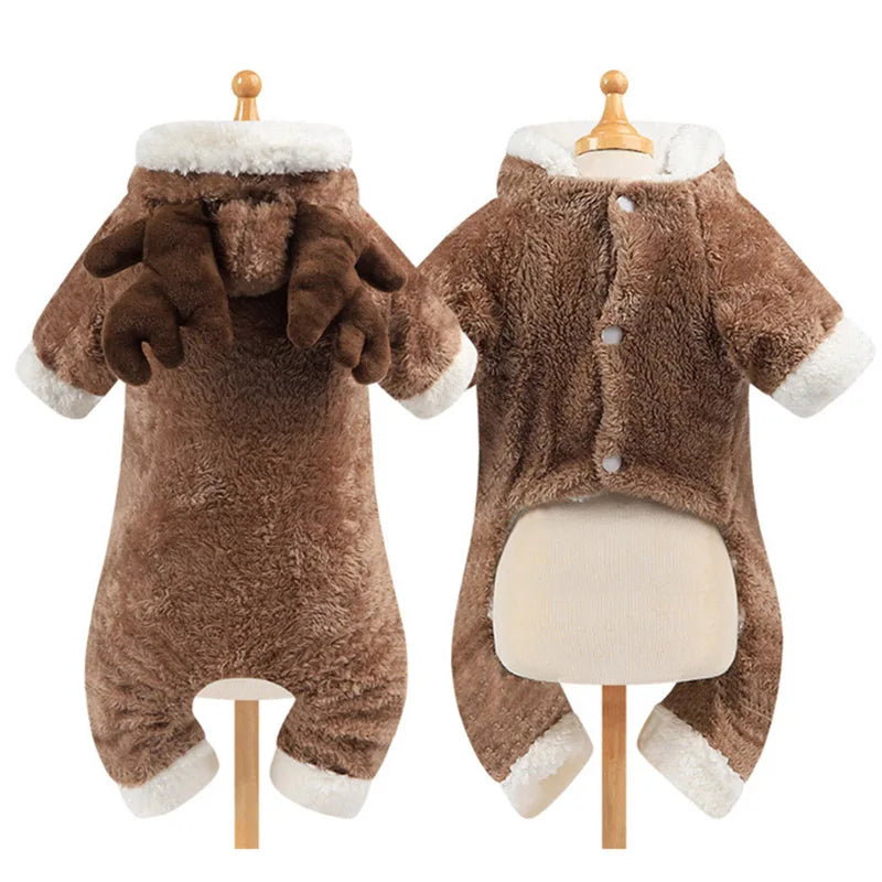 Costume d'Animal de Dessin Animé pour Petits Chiens et Chats, Combinaison Chaude d'Hiver, Pyjama pour Animaux de Compagnie, Vêtements pour Chiots