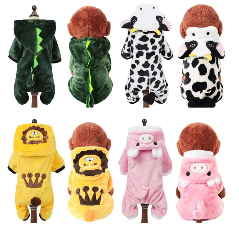 Costume d'Animal de Dessin Animé pour Petits Chiens et Chats, Combinaison Chaude d'Hiver, Pyjama pour Animaux de Compagnie, Vêtements pour Chiots