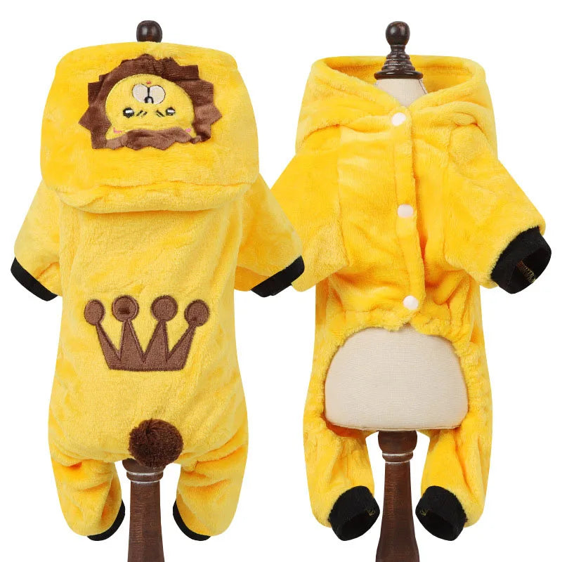 Costume d'Animal de Dessin Animé pour Petits Chiens et Chats, Combinaison Chaude d'Hiver, Pyjama pour Animaux de Compagnie, Vêtements pour Chiots