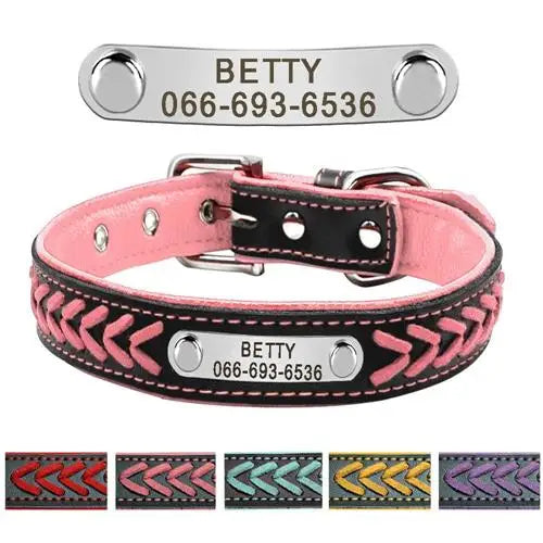 Collier de chien en cuir avec plaque pour personnalisation gratuite, pour les chiens de petite, moyenne et grande taille