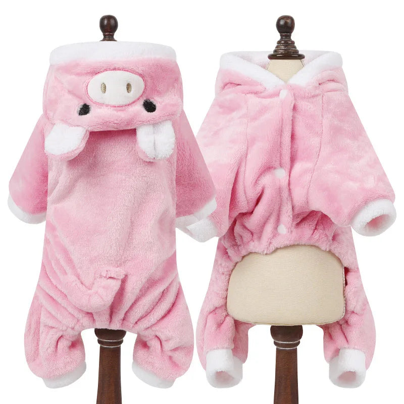 Costume d'Animal de Dessin Animé pour Petits Chiens et Chats, Combinaison Chaude d'Hiver, Pyjama pour Animaux de Compagnie, Vêtements pour Chiots