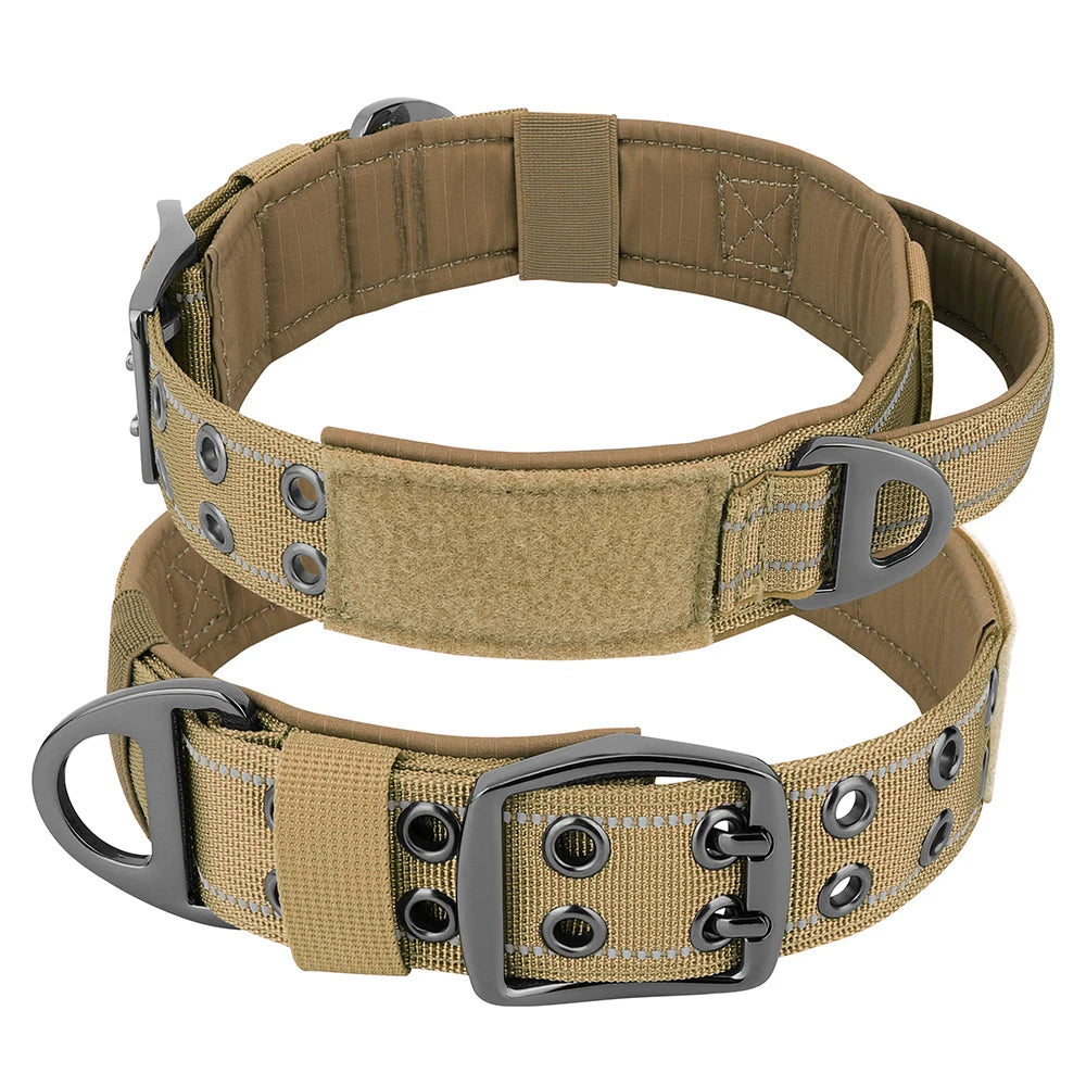 Collier tactique militaire pour chien, collier d'entraînement large en nylon avec poignée solide, pour chiens de taille moyenne et grande, diverses couleurs