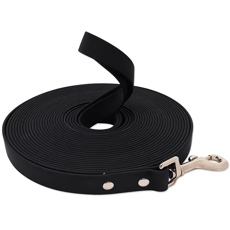 Longue laisse imperméable en pvc pour chien, facile à nettoyer, disponible en 3m, 5m, 10m, 15m pour la marche ou l'entrainement, diverses couleurs