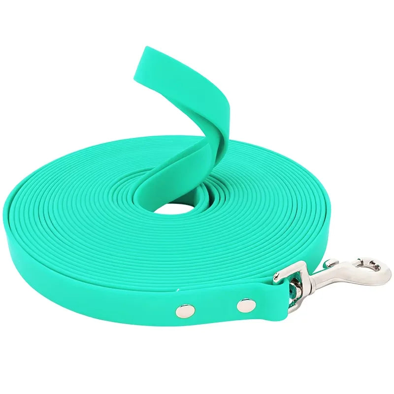 Longue laisse imperméable en pvc pour chien, facile à nettoyer, disponible en 3m, 5m, 10m, 15m pour la marche ou l'entrainement, diverses couleurs