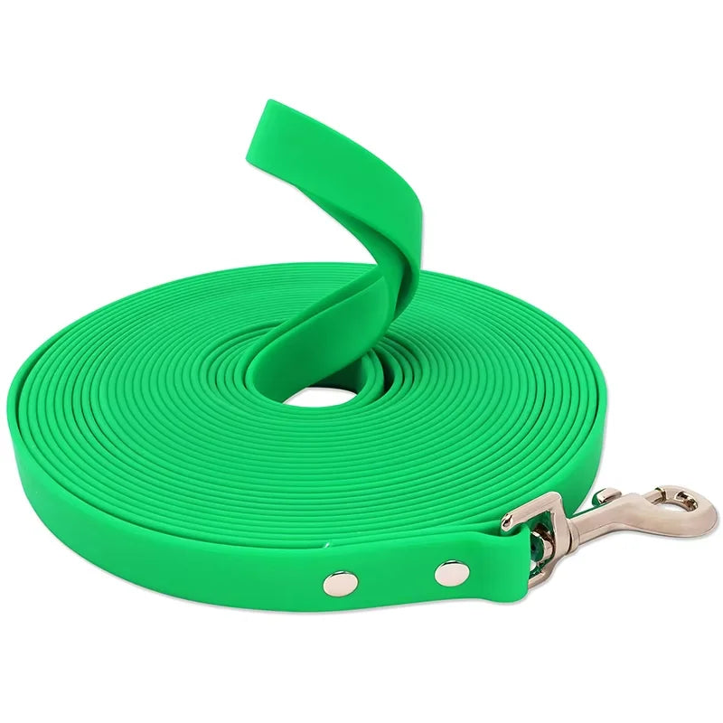 Longue laisse imperméable en pvc pour chien, facile à nettoyer, disponible en 3m, 5m, 10m, 15m pour la marche ou l'entrainement, diverses couleurs