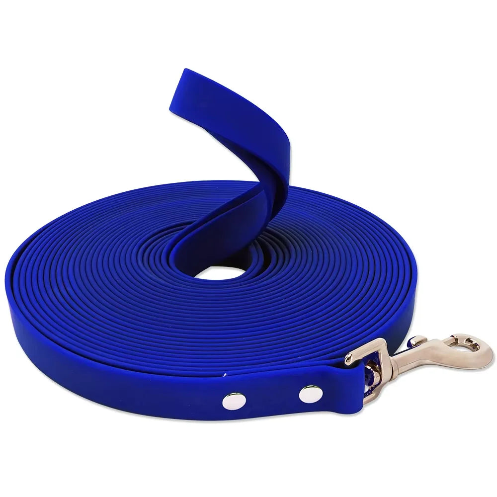 Longue laisse imperméable en pvc pour chien, facile à nettoyer, disponible en 3m, 5m, 10m, 15m pour la marche ou l'entrainement, diverses couleurs