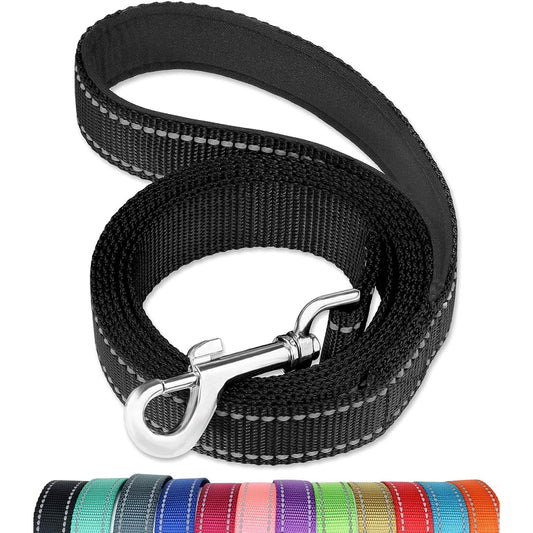 Laisse réfléchissante pour chien – Poignée rembourrée douce et confortable, idéale pour entrainements ou promenades avec votre chien, diverses couleurs