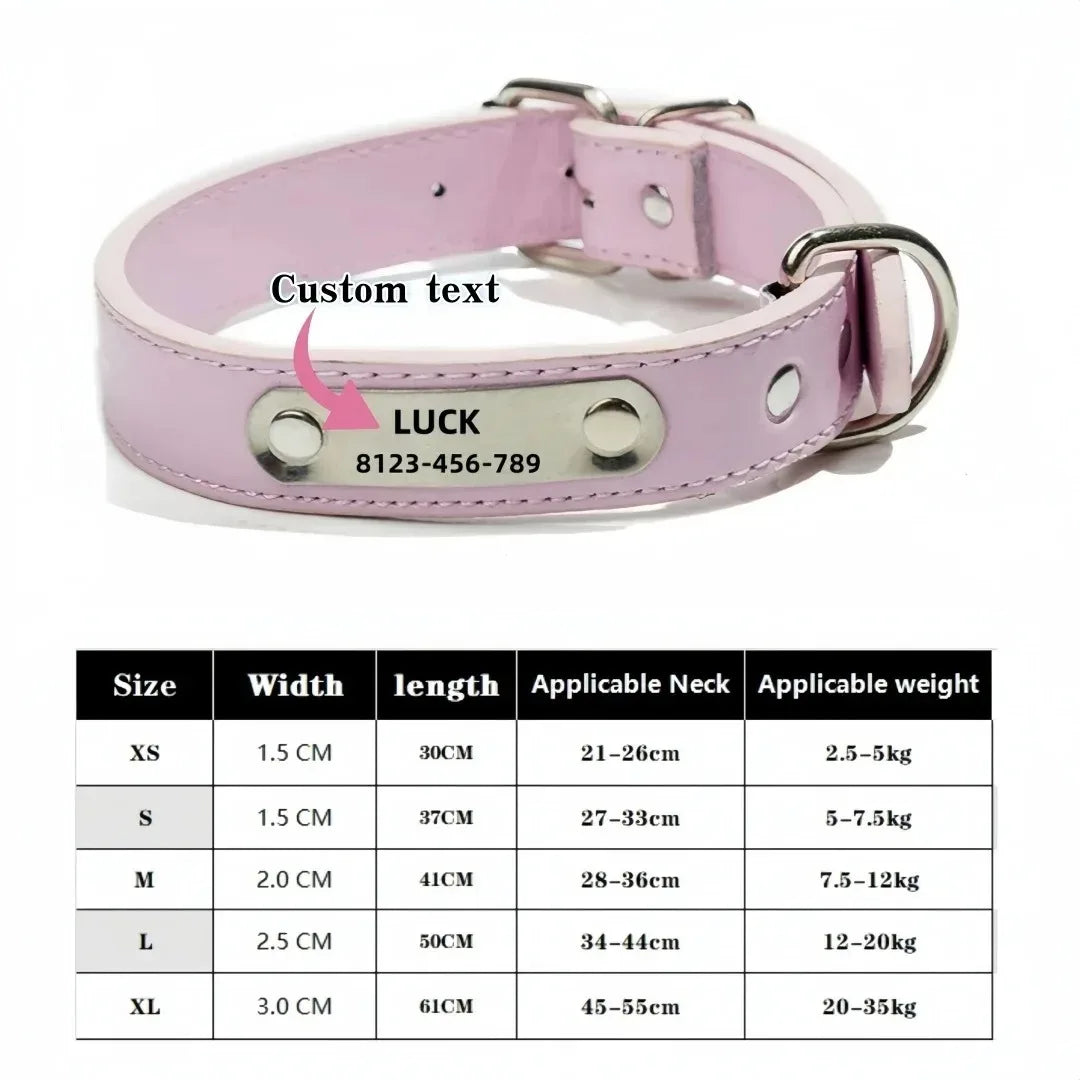 Collier de chien avec plaque d'identification, conception en cuir PU solide, pour chiens de petite, moyenne et grande taille, diverses couleurs