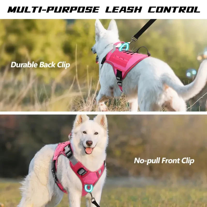 Harnais tactique réglable sans traction pour chien avec poignée résistante, réfléchissant, pour grands chiens, diverses couleurs