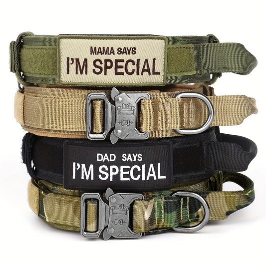 Colliers tactiques robustes pour chiens, avec poignée. Collier militaire avec Patch personnalisable. Pour l'entraînement en plein air et la marche. Chiens moyens et grands, diverses couleurs