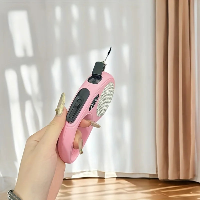 Laisse de 3m pour chien de petite et moyenne taille, en nylon avec diamants scintillants, rétractable, couleur rose