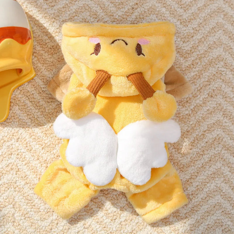 Déguisement d'abeille bien chaud en peluche à quatre pattes pour chiens