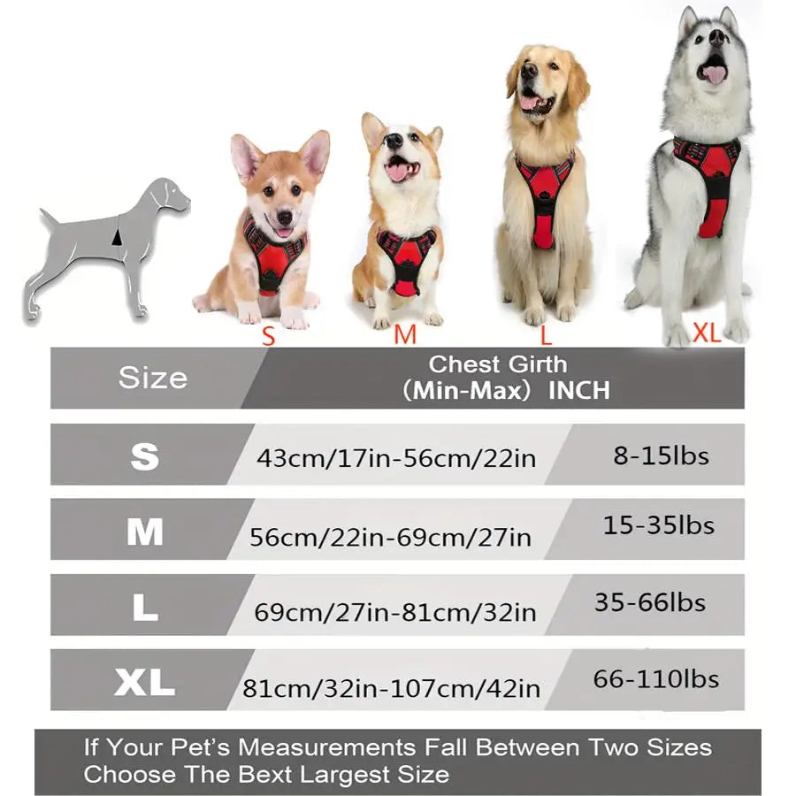 Harnais de sécurité pour chien, clip avant, poignée réfléchissante robuste, pour petits, moyens et grands chiens, diverses couleurs