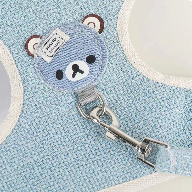 Harnais ourson pour chien avec laisse assortie, pour petits et moyens chiens, diverses couleurs