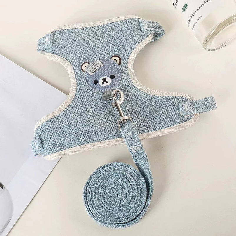 Harnais ourson pour chien avec laisse assortie, pour petits et moyens chiens, diverses couleurs