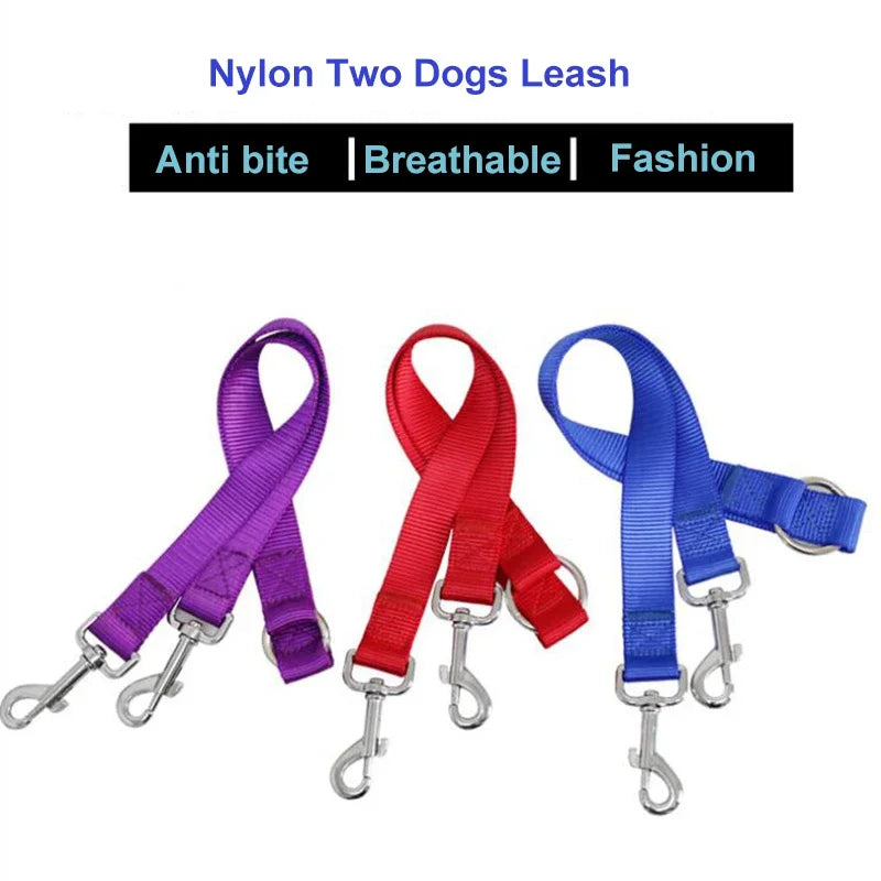 Laisse double pour promenade en extérieur de deux chiens, diverses couleurs