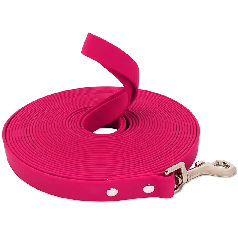 Longue laisse imperméable en pvc pour chien, facile à nettoyer, disponible en 3m, 5m, 10m, 15m pour la marche ou l'entrainement, diverses couleurs