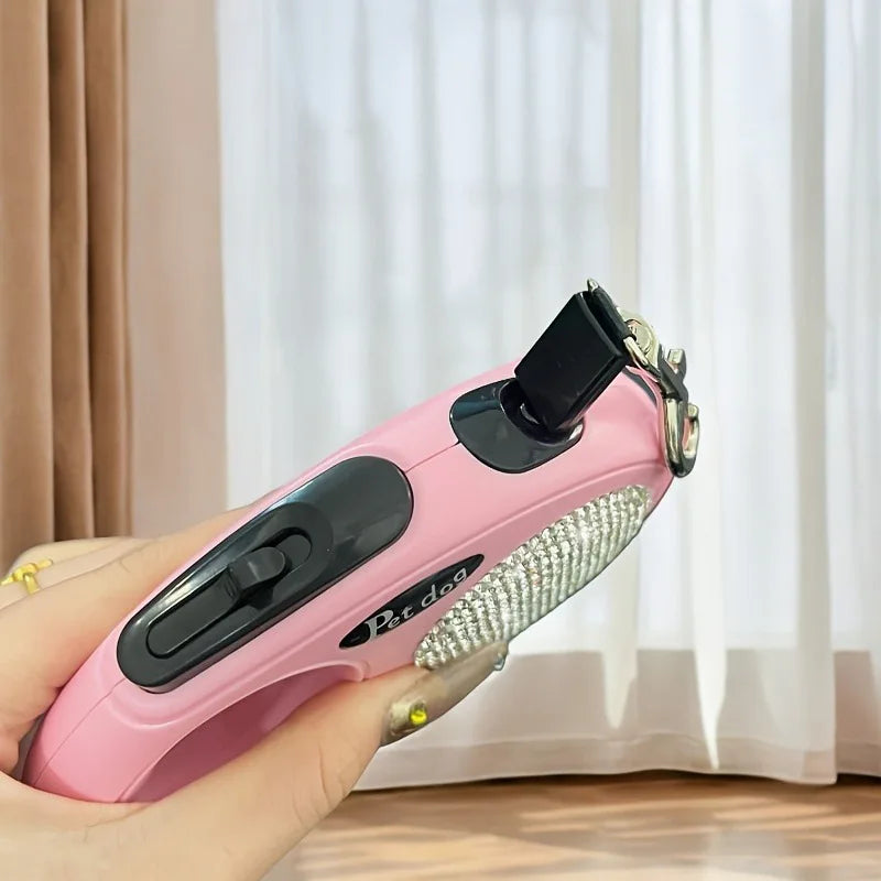 Laisse de 3m pour chien de petite et moyenne taille, en nylon avec diamants scintillants, rétractable, couleur rose