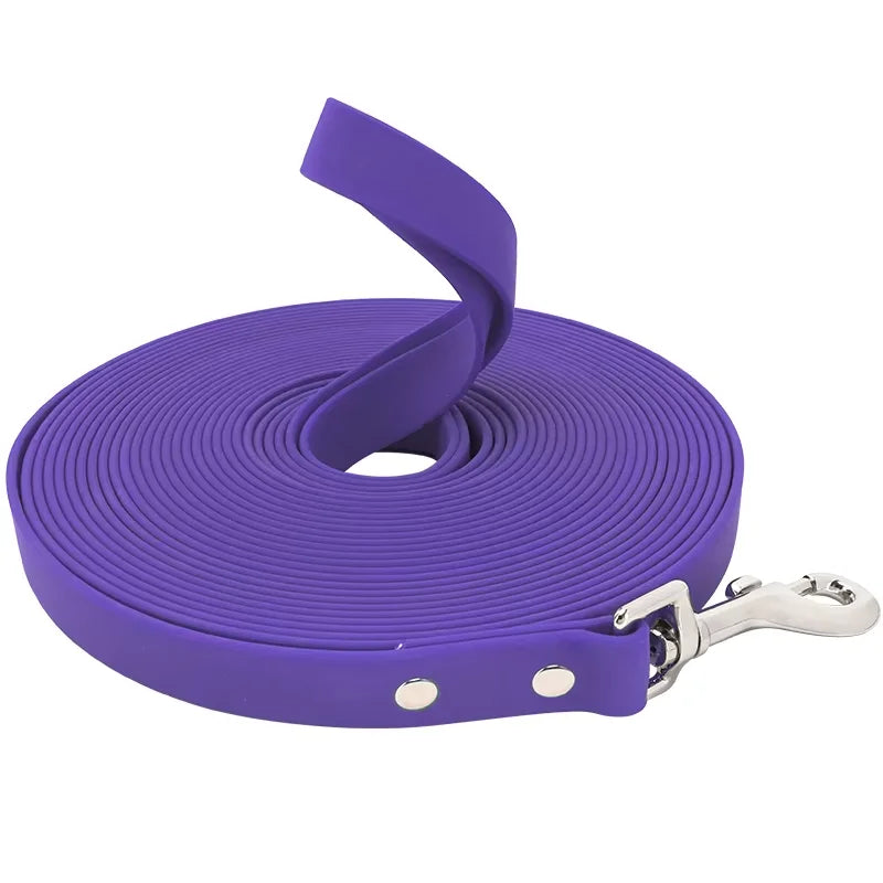 Longue laisse imperméable en pvc pour chien, facile à nettoyer, disponible en 3m, 5m, 10m, 15m pour la marche ou l'entrainement, diverses couleurs