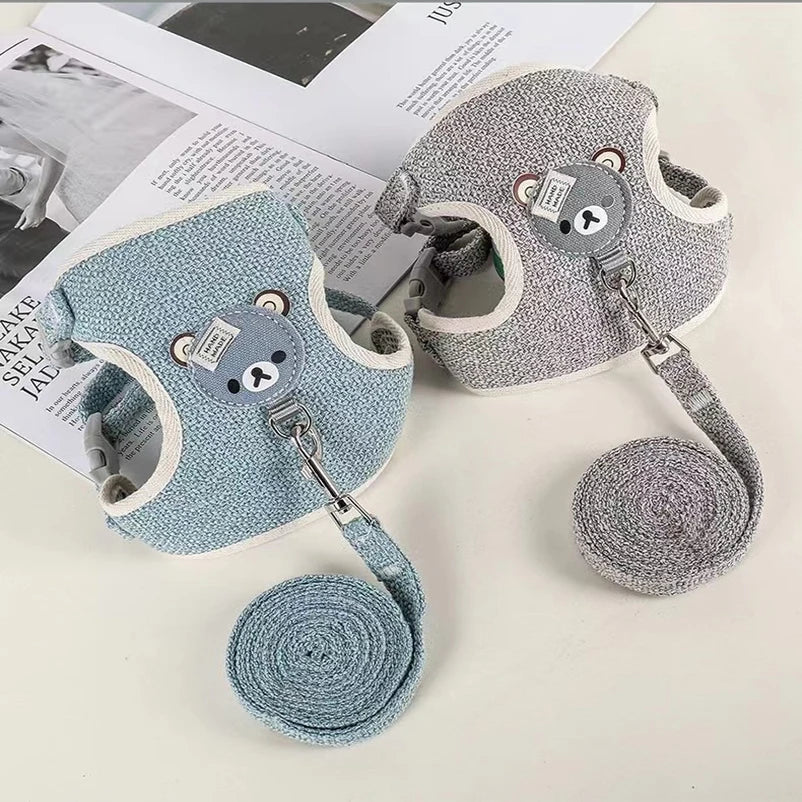 Harnais ourson pour chien avec laisse assortie, pour petits et moyens chiens, diverses couleurs