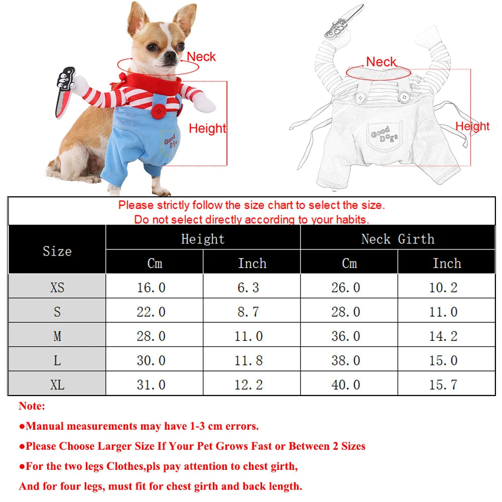 Costume pour chien et chat, de XS à XL, 2 couleurs