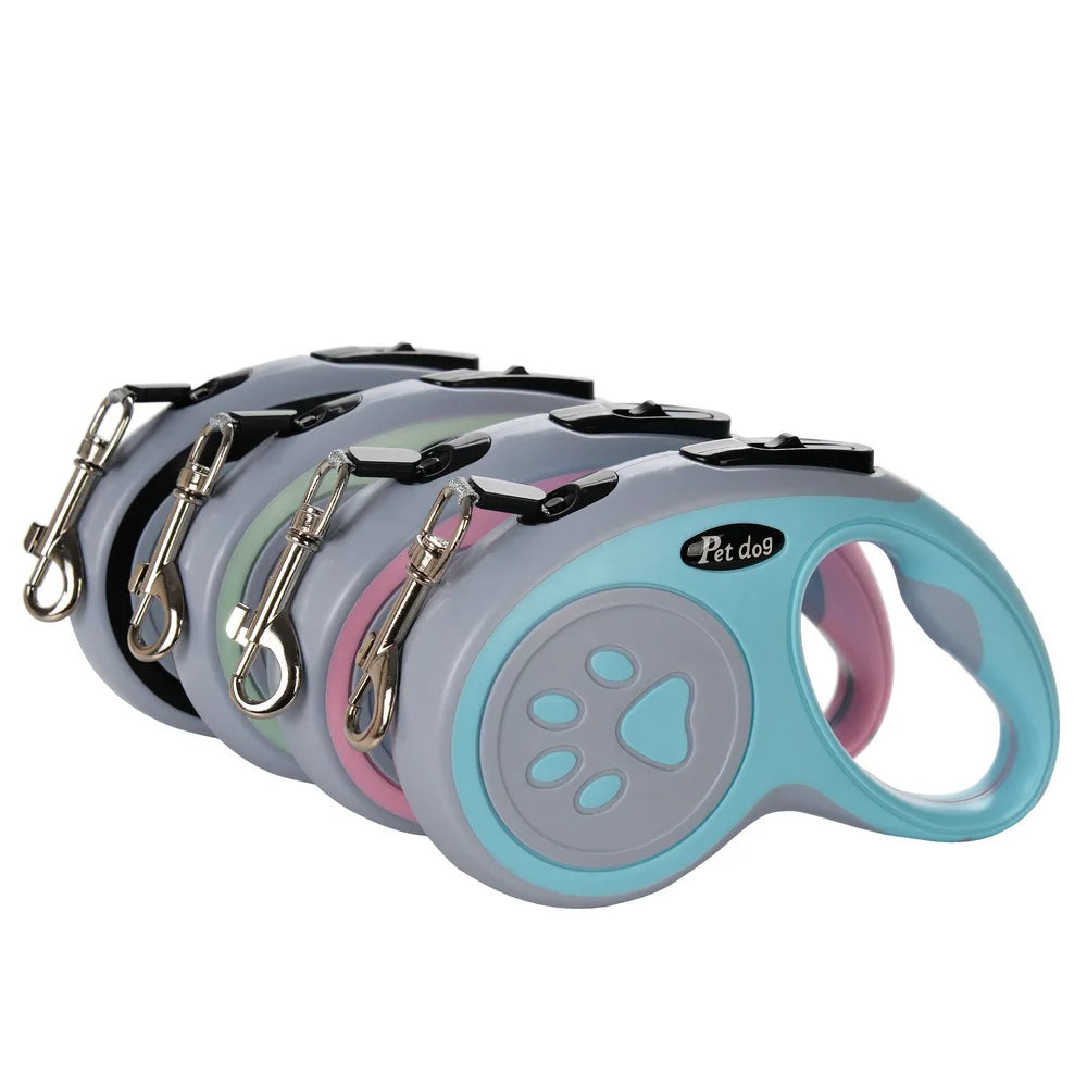 Laisse rétractable automatique pour chiens, avec motif de patte, diverses couleurs