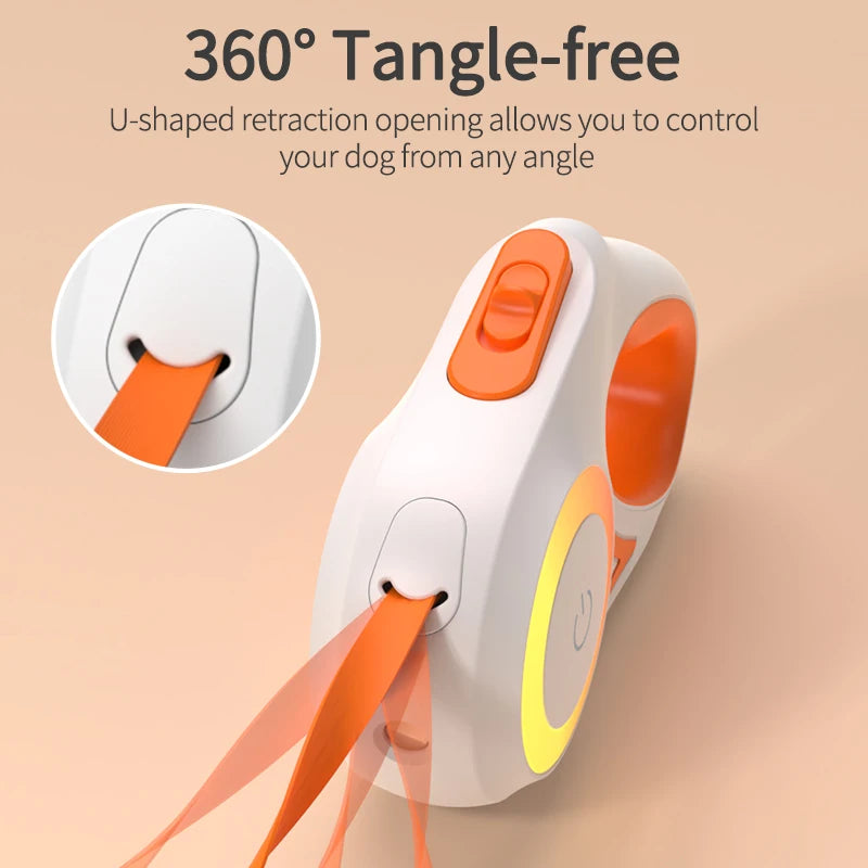 Laisse de 3m rétractable pour chien, lumière LED intégrée, diverses couleurs