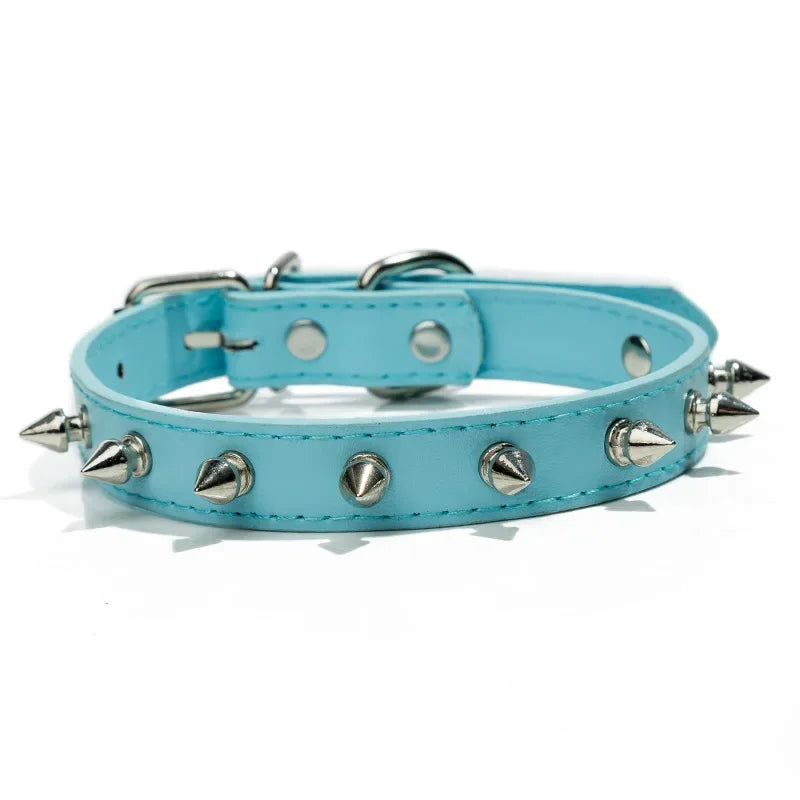 Collier en cuir pour chien et chat, clouté à pointes. Pour petits, moyens et grands chiens, diverses couleurs